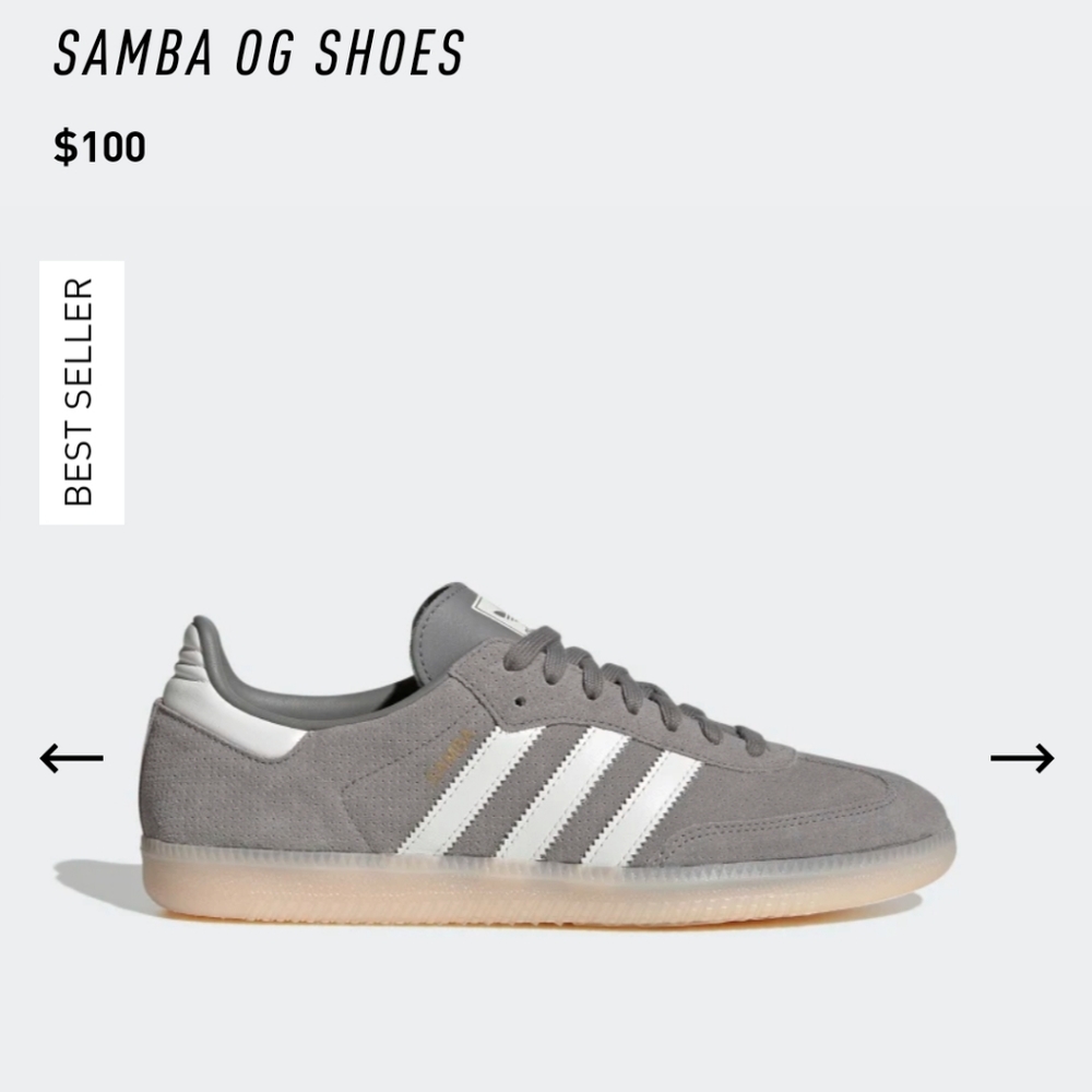 Adidas Samba Grey Bliss Orange US 5 Men's /US 6 (fits like 6.5) Women's NWB